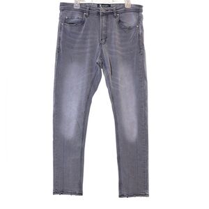 R Society Men's Charcoal Faded Distressed Jeans, Size 34 x 32